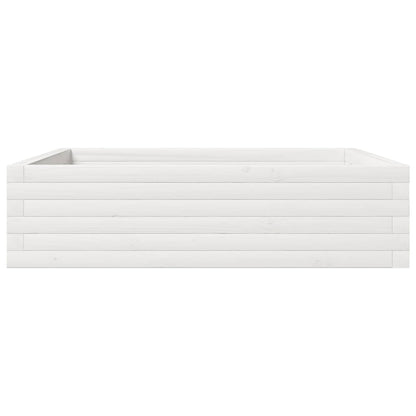 Jardinera De Madera Maciza De Pino Blanca 90x90x23 Cm_4