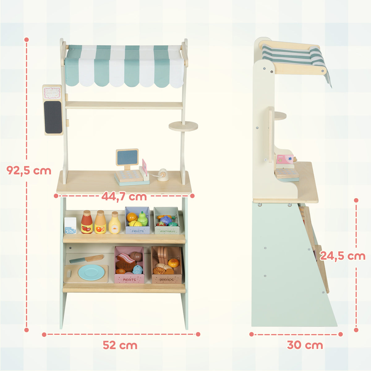 Supermercado De Juguete Aiyaplay Mdf, Madera Verde 52x30x92.5 Cm_2