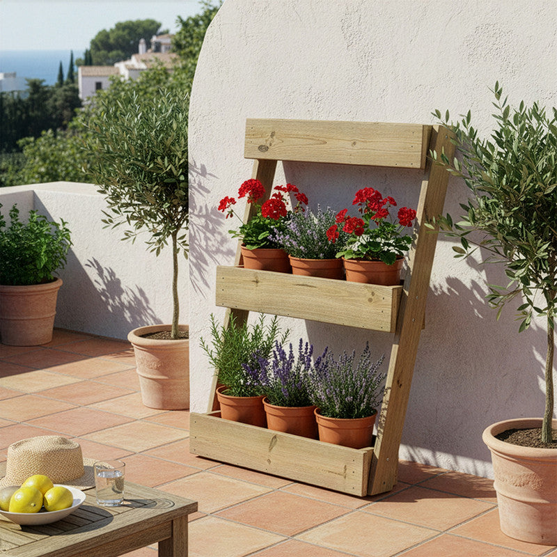 Jardinera Vertical Stand Line Floor 3B Madera Tratada Exterior Hortalia_1