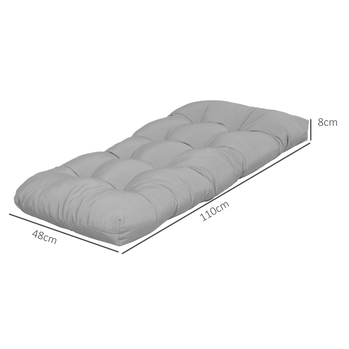Outsunny Cojín Para Banco De 2 Plazas 110x48x8cm Para Interiores Exteriores Gris_2