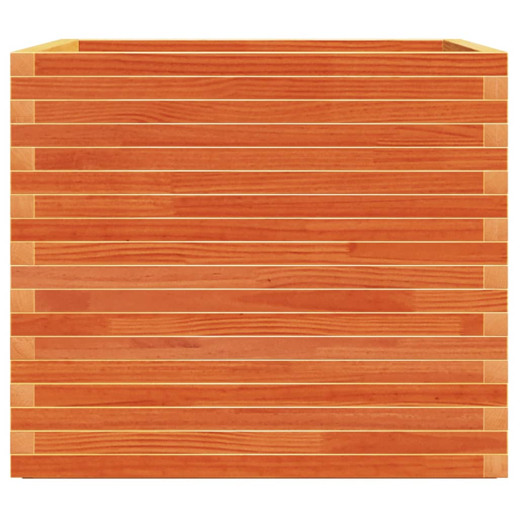 Jardinera Madera Maciza De Pino Marrón Cera 80x80x72 Cm_5