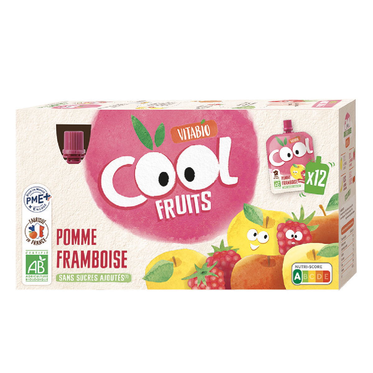 Pack 12x Cool Fruits Manzana Frambuesa 12x90g VITABIO
