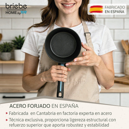 Briebe Cazo Inducción Acero Forjado 16cm Antiadherente Sin Pfoa, Todas Cocinas Fabricada En España, Mare, Azul_2