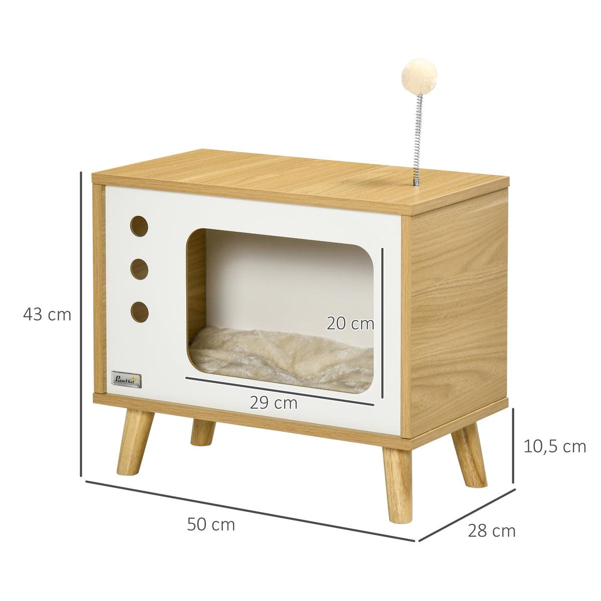 Pawhut Cama Cueva De Gatos Estilo Televisor Con Cojín 50x28x43 Cm_2