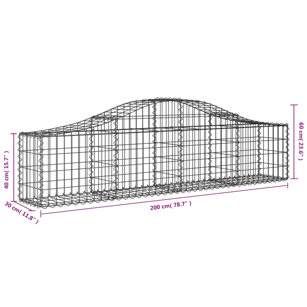 Cestas De Gaviones 20 Uds Forma De Arco Hierro 200x30x40/60 Cm_5
