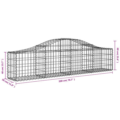 Cestas De Gaviones 20 Uds Forma De Arco Hierro 200x30x40/60 Cm_5