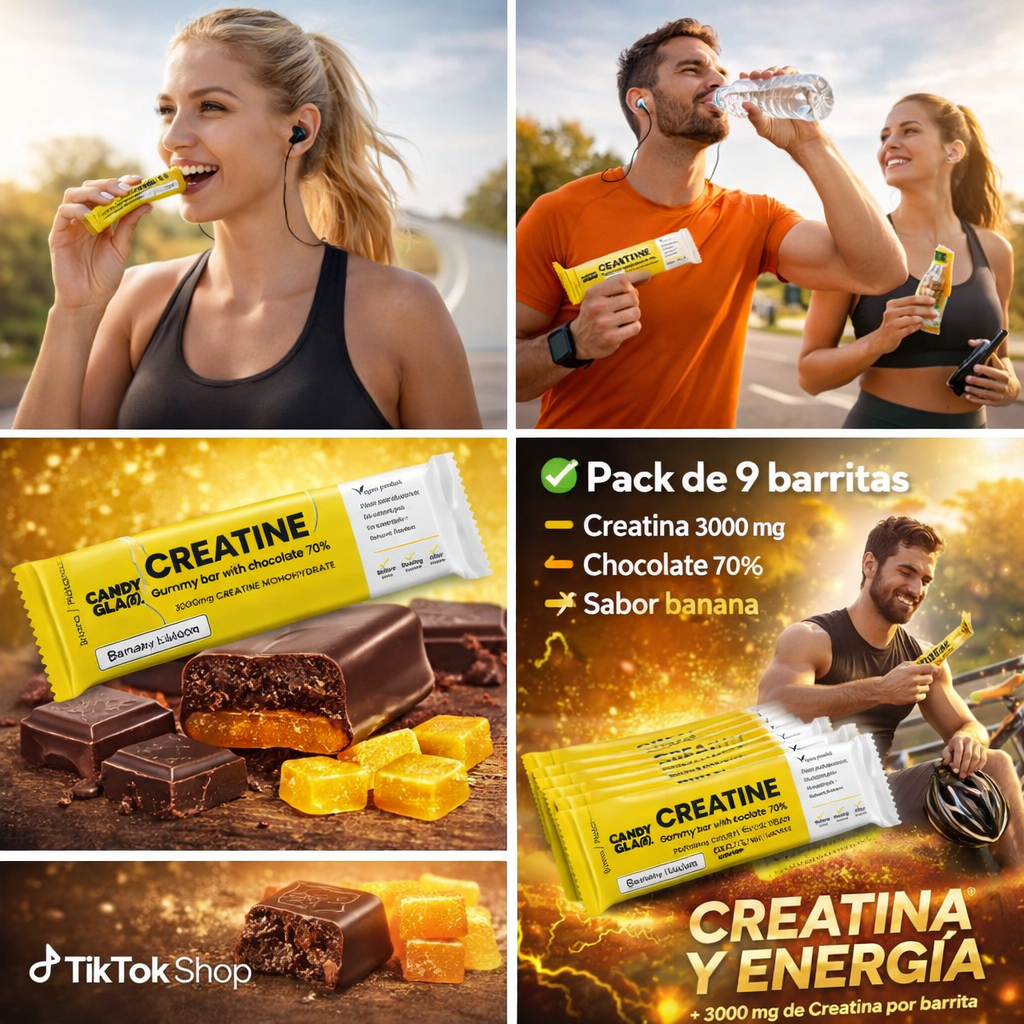 Candyglam Creatine | Gummy Bar Vegana Con Chocolate 70% | 3g Creatina Creavitalis® | Pack 24 Barritas_4