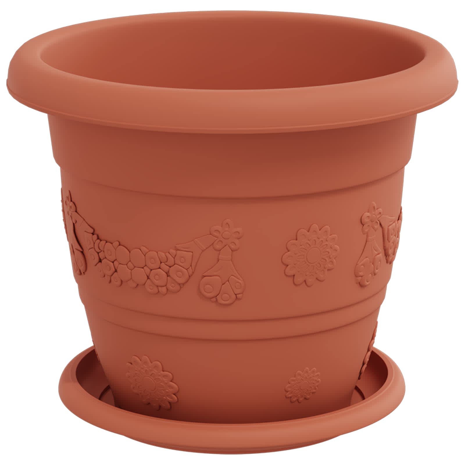 Macetas 24 Pcs Rojo Ladrillo Ø 22 X 18 Cm Plástico_4