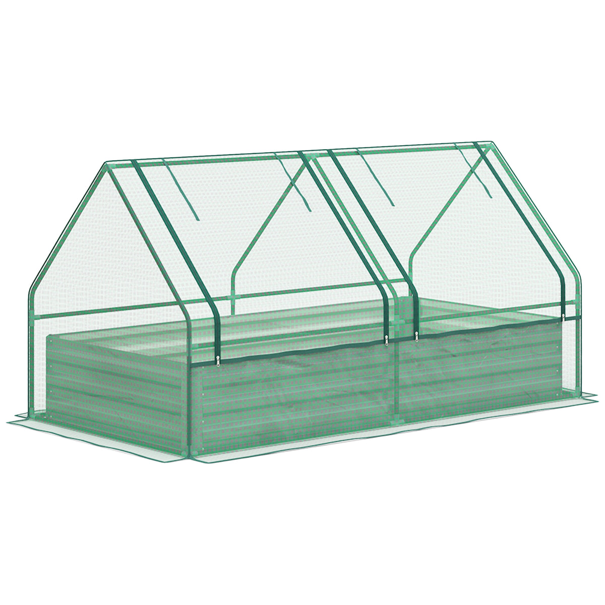 Jardinera Con Invernadero Outsunny Acero Galvanizado, Pe Verde Y Gris 185x95x92 Cm_1