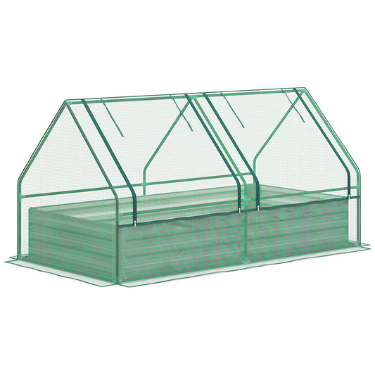 Jardinera Con Invernadero Outsunny Acero Galvanizado, Pe Verde Y Gris 185x95x92 Cm_0