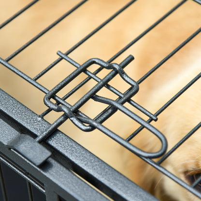 Pawhut Jaula De Metal Para Perros Plegable Con Ruedas Bandeja Extraíble_4