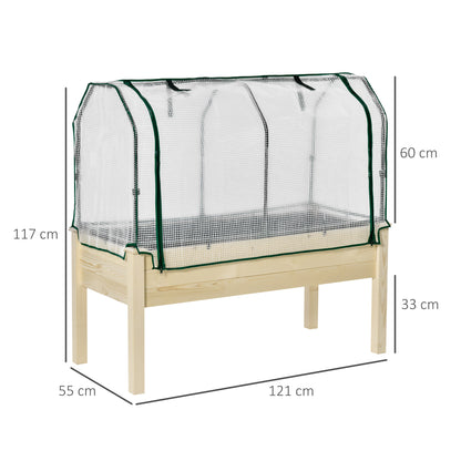Outsunny Huerto Urbano Cultivo Elevado De Madera 121x55x117 Cm Con Cubierta De_2