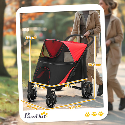 Pawhut Cochecito Para Perros Plegable Con Ventana De Malla 112x67x100 Cm Rojo_2