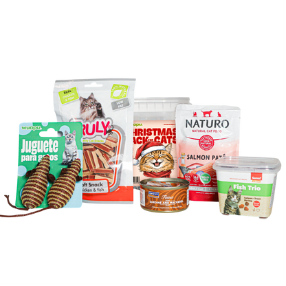 Christmas Pack Para Gato De Wuapu Con Snacks, Juguetes Y Alimento Húmedo_0