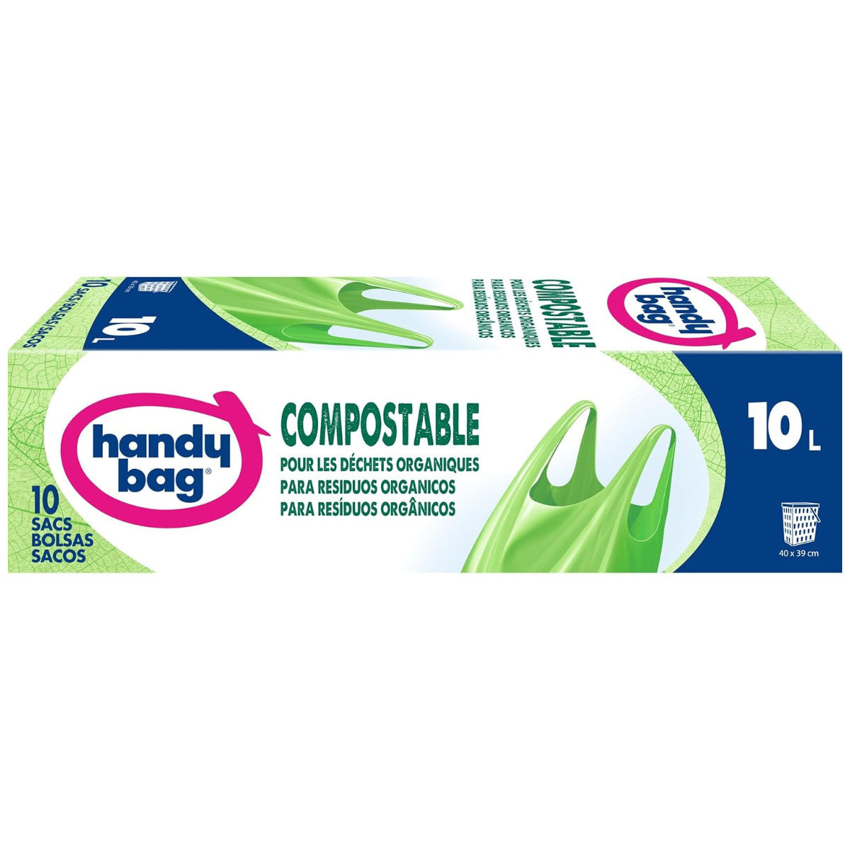 Bolsas asas compostables 10L Handy Bag 10 uds 100% compostables