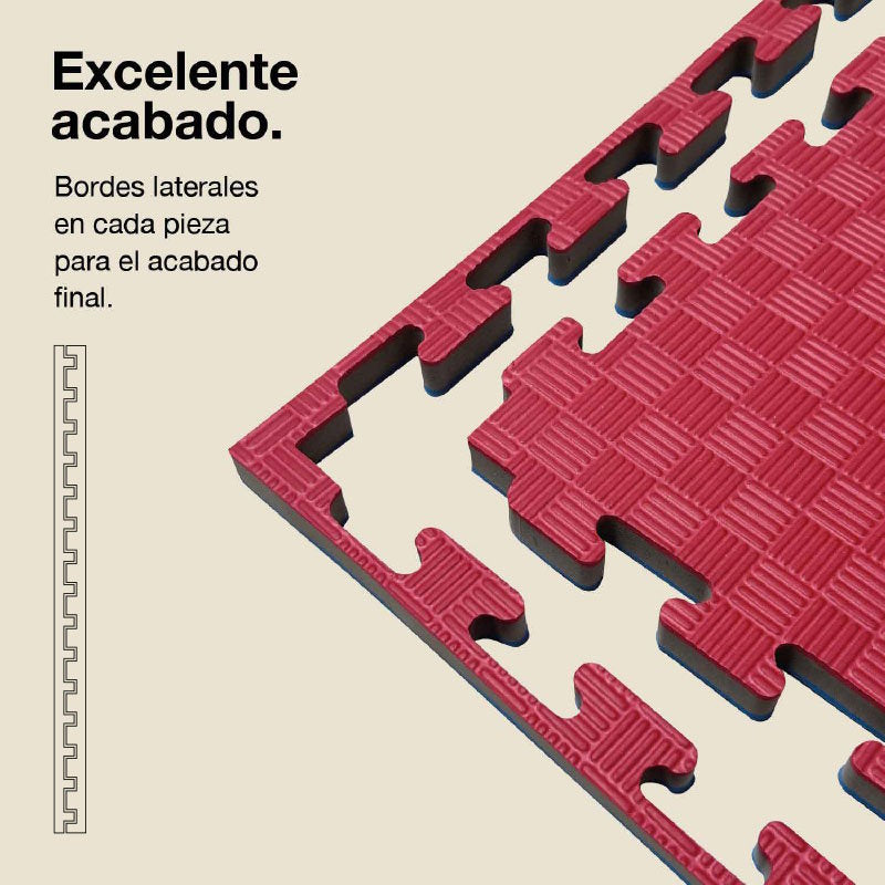 Jowy Tatami Puzzle 2,5cm 100x100cm, Pack 4 Unidades – Alta Densidad Azul/rojo_2