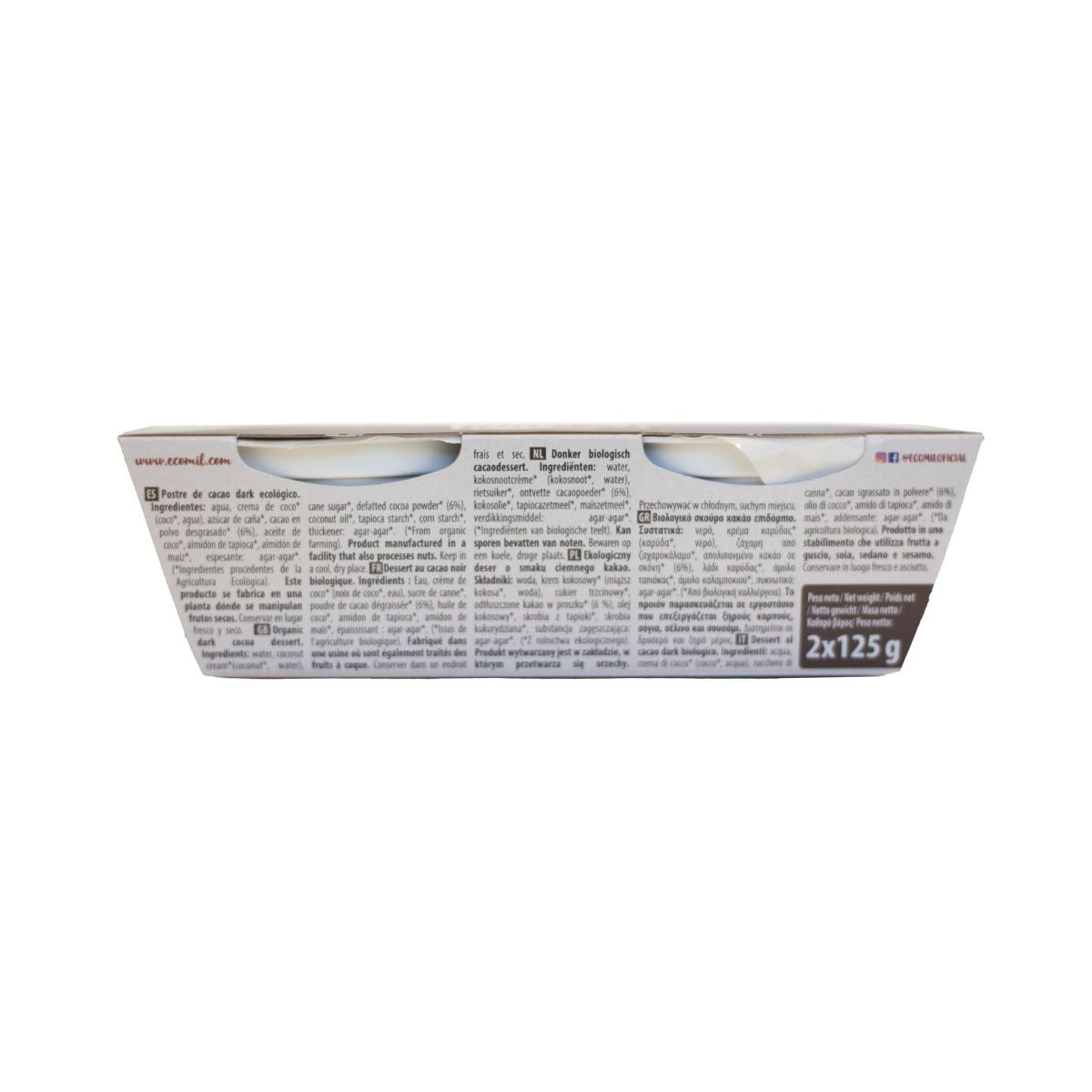Postre Cacao Dark Bio Ecomil 2 uds de 125 g