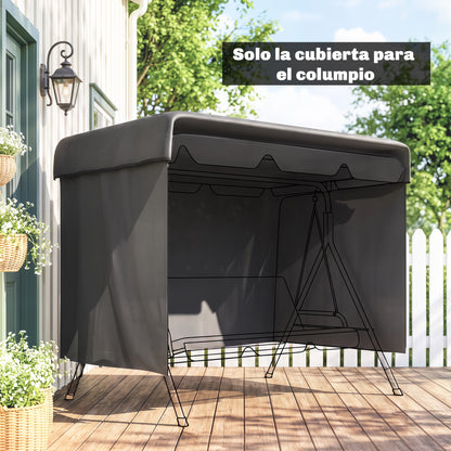 Outsunny Funda Balancín Jardín Con Cremallera 215x155x150 Cm Gris Oscuro_4