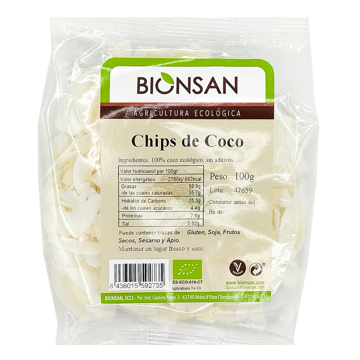 Chips De Coco Sin Azúcar Eco Bionsan 100gr_0