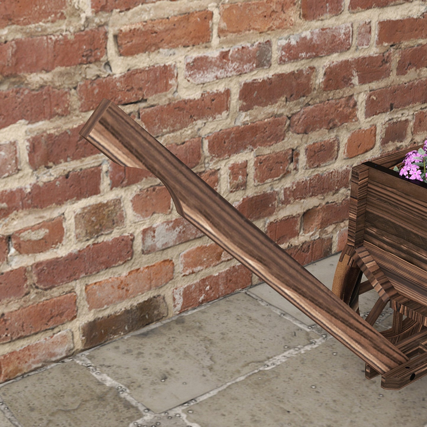 Outsunny Jardinera De Madera En Forma De Carrito 120x41x54 Cm Carbonizado_3