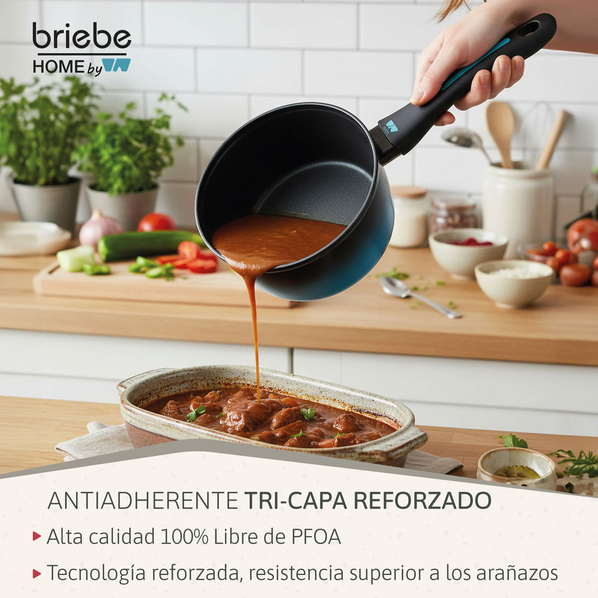 Briebe Cazo Inducción Acero Forjado 16cm Antiadherente Sin Pfoa, Todas Cocinas Fabricada En España, Mare, Azul_3