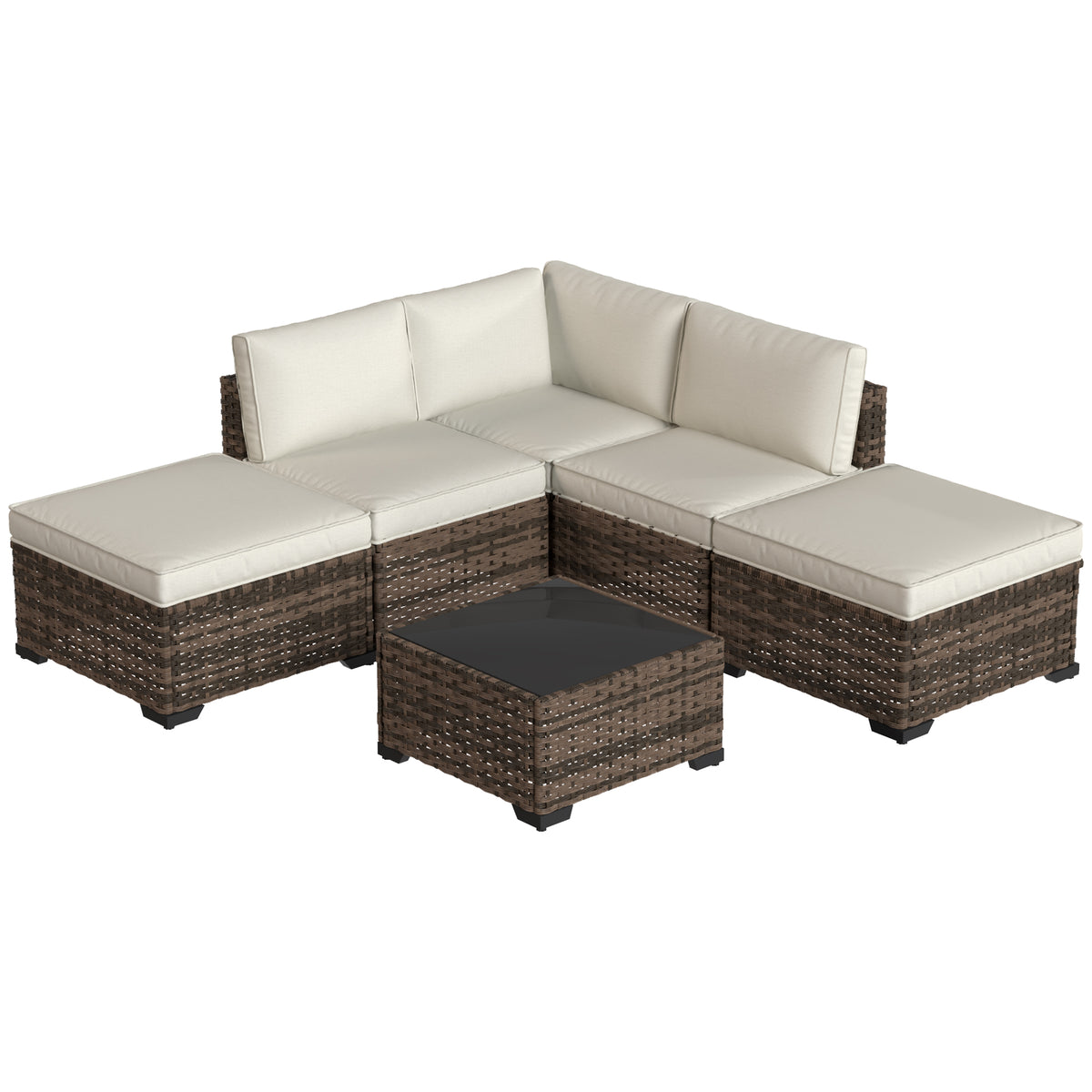 Conjunto De Jardín Outsunny Acero, Pe Marrón 200x200x63 Cm_3