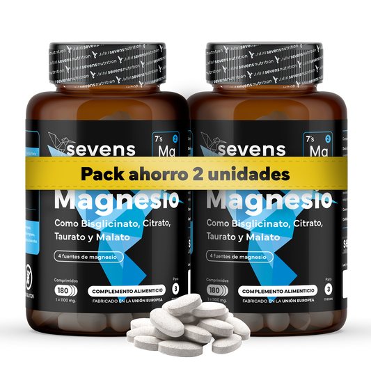 Pack 2x Magnesio (bisglicinato, Citrato, Taurato Y Malato). Sevens Nutrition. Energía, Rendimiento Y Descanso_0