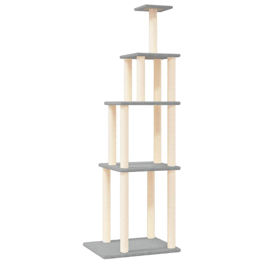 Rascador Para Gatos Con Postes De Sisal Gris Claro 183 Cm_0