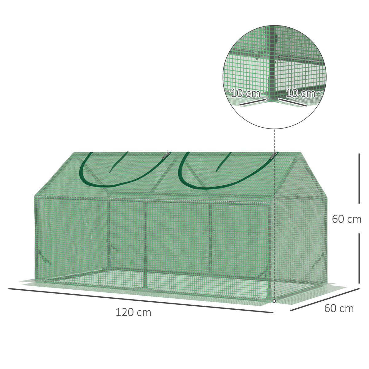 Outsunny Invernadero De Terraza 120x60x60 Cm Acero Con 2 Ventanas Verde_2