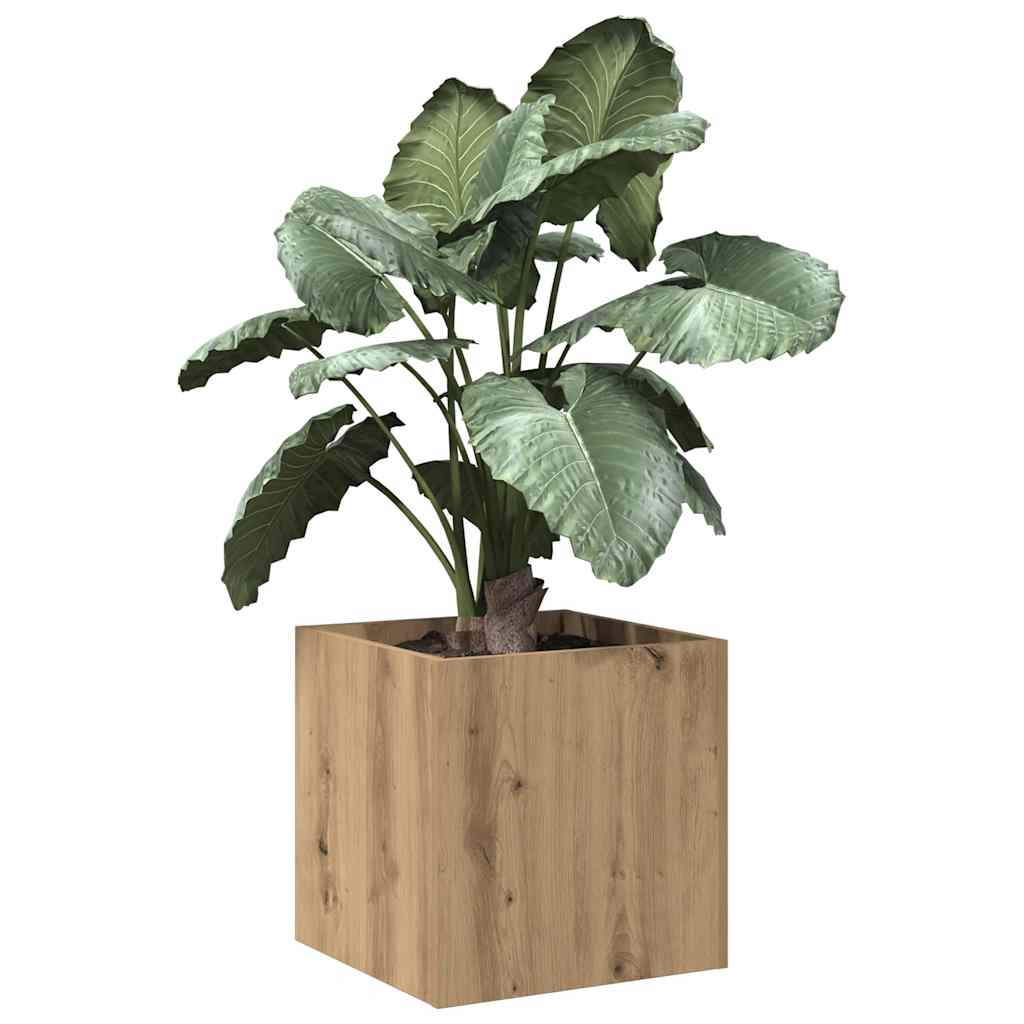 Jardinera De Madera Contrachapada Roble Artesanal 40x40x40 Cm_2