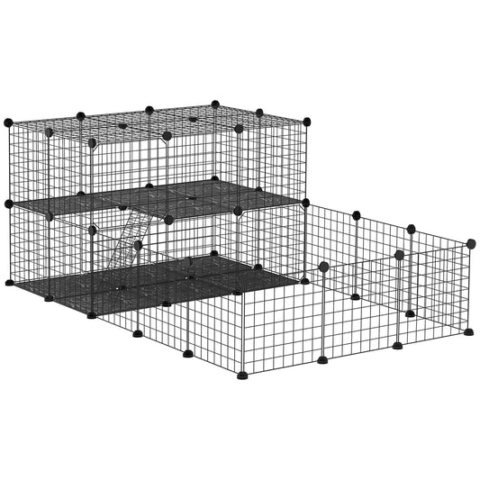 Parque Para Mascotas Pawhut Metal, Pp Negro 175x105x70 Cm_0