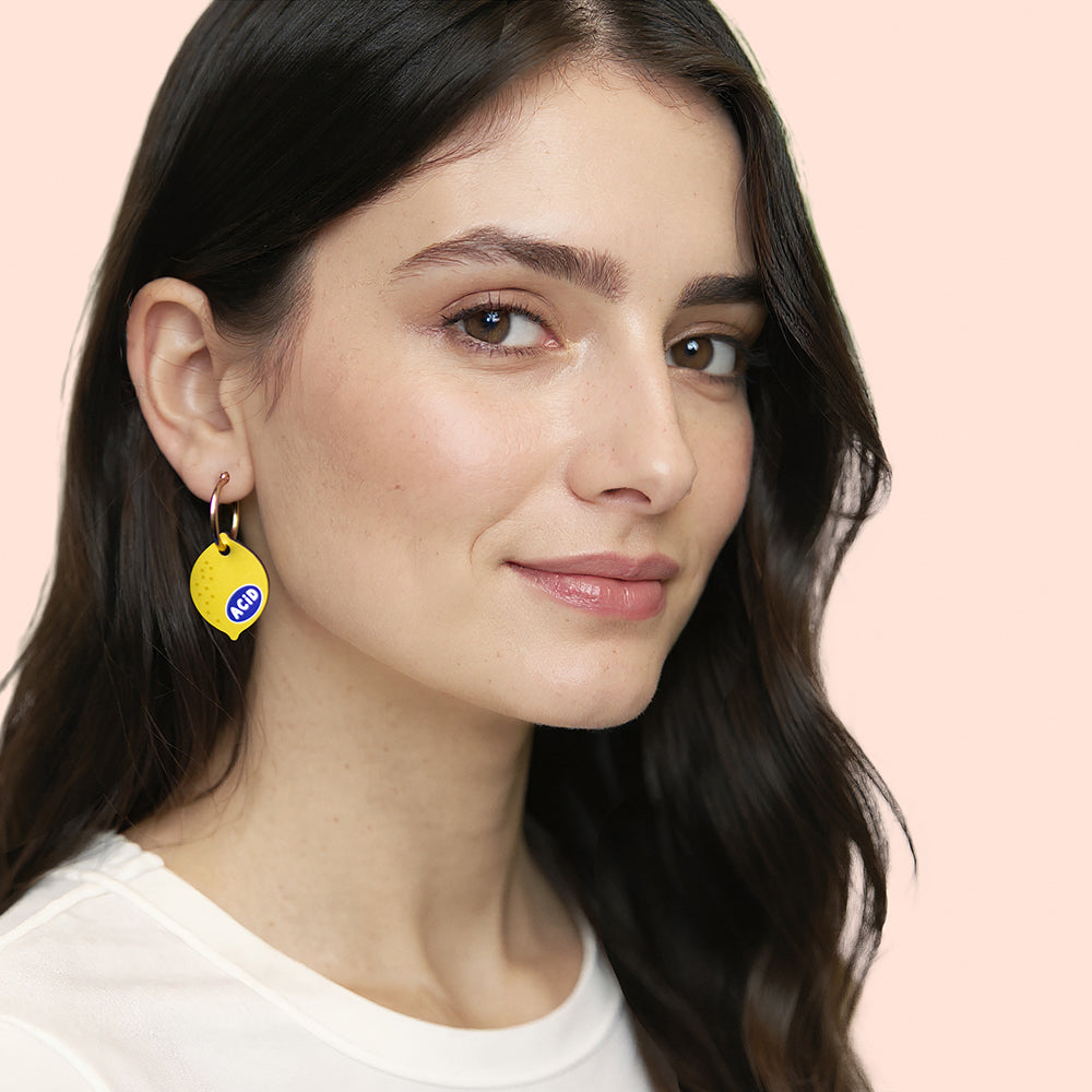 Pendientes Limón - Aro de Acero Quirúrgico y Bañado en Oro de 18k - Nature Vibes_3