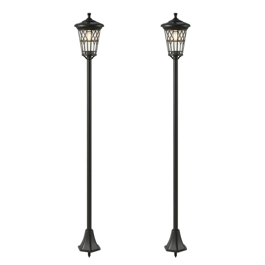 Farolas Solares Outsunny Abs, Acero Inoxidable Negro 23.5x23.5x186 Cm_0