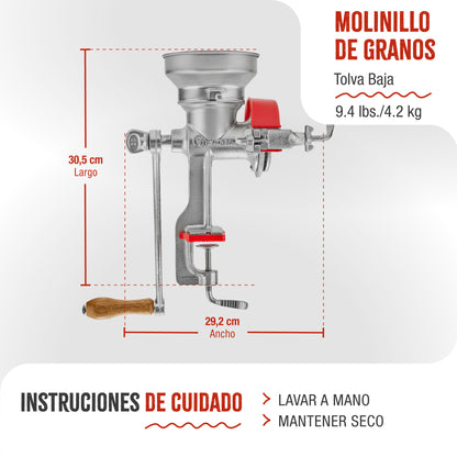 Victoria Molino Cereales Manual Hierro Fundido Para Moler Café, Maíz, Semillas, Grosor Ajustable, 30018, Cromado_3