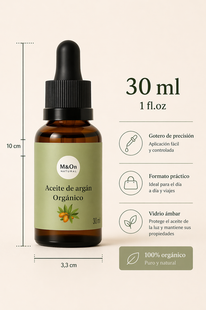 Aceite de Argán Puro 30 ml | Nutre, Repara e Hidrata Piel y Cabello | M&amp;On Naturals_2