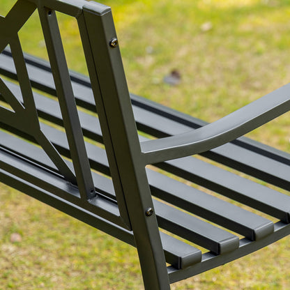 Outsunny Banco Jardín 2 Plazas Acero Con Reposabrazos Para Terraza Carga 240 Kg_3