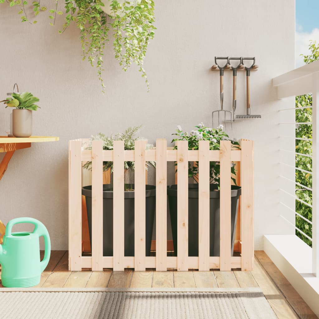 Arriate Elevado Jardín Con Valla Madera Maciza Pino 100x50x70cm_1