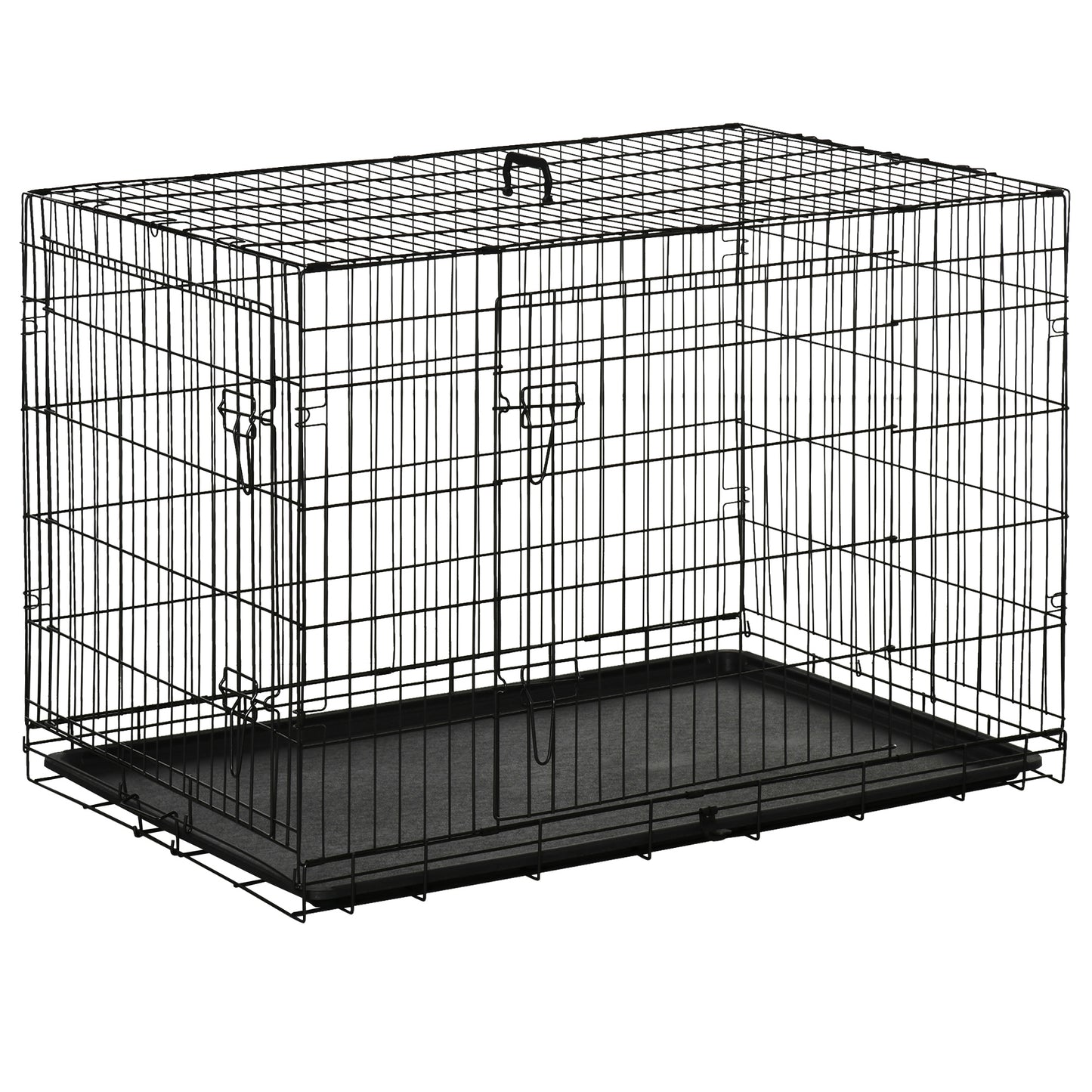 Pawhut Transportín Jaula De Transporte De Metal Para Perro 106x71,5x76 Cm Negro_0