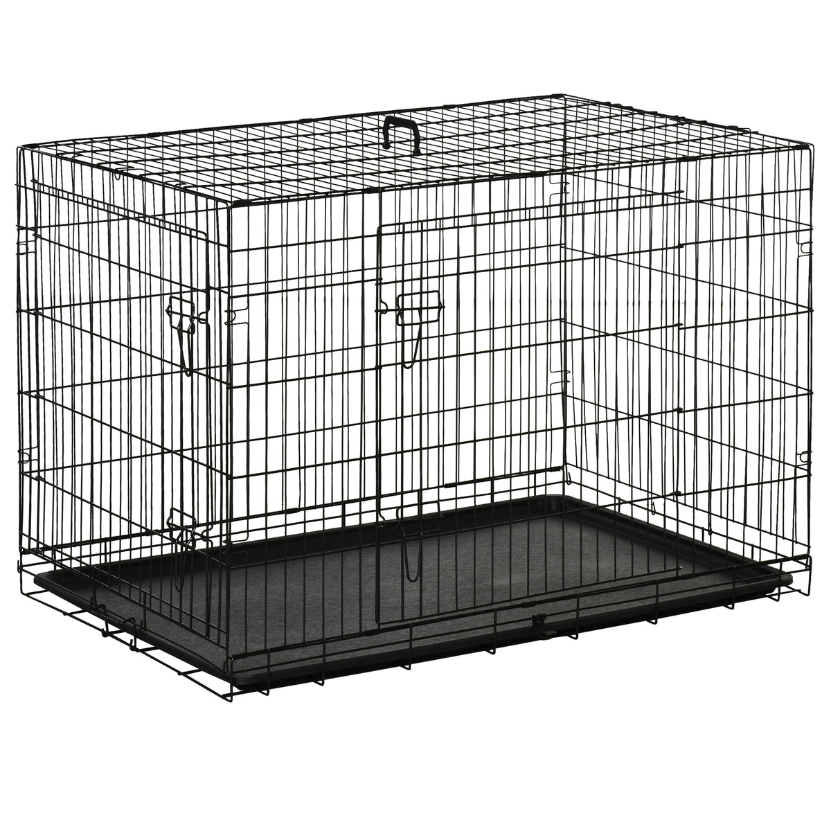 Pawhut Transportín Jaula De Transporte De Metal Para Perro 106x71,5x76 Cm Negro_0