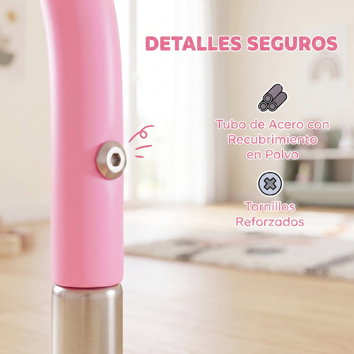 Homcom Barra De Gimnasia Para Niños Con Altura Ajustable En 5 Niveles Y Anillos_3