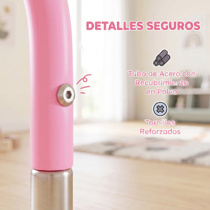 Homcom Barra De Gimnasia Para Niños Con Altura Ajustable En 5 Niveles Y Anillos_3
