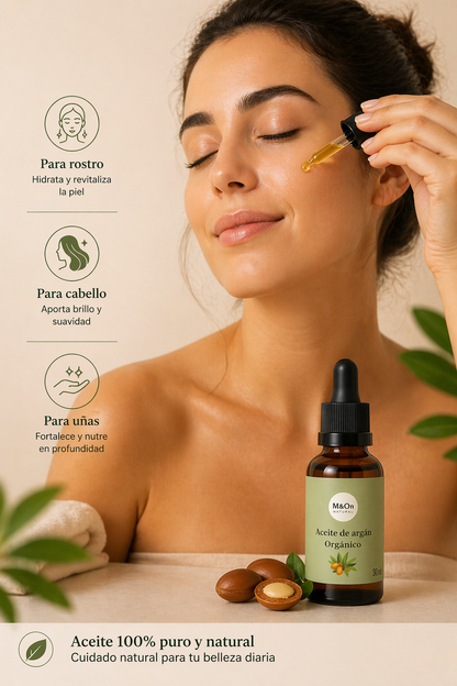 Aceite de Argán Puro 30 ml | Nutre, Repara e Hidrata Piel y Cabello | M&amp;On Naturals_3