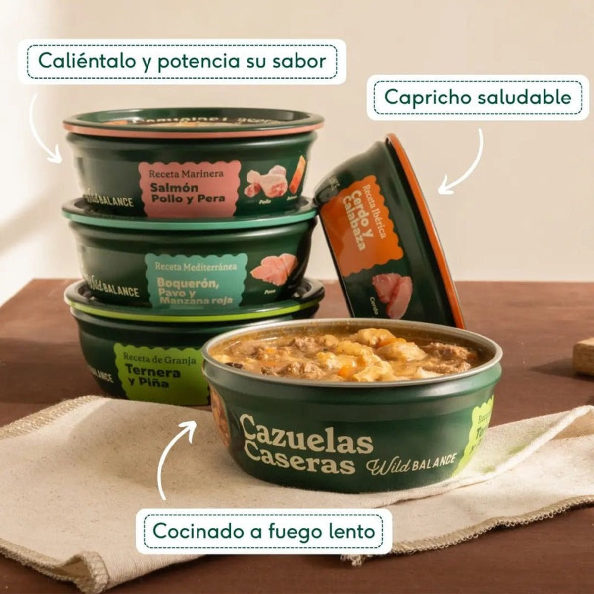 Cazuelas Caseras Salmón, Pollo y Pera Wild Balance 280g