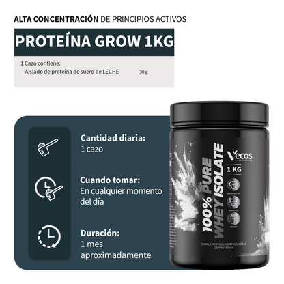 100% Pure Whey Isolate Vecos 1 Kg | Proteína Aislada Para Masa Muscular | 27,9 G Por Toma_2