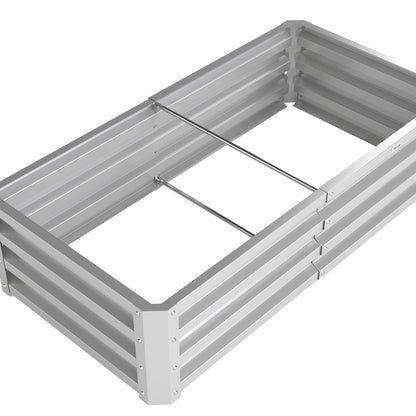 Jardinera Elevada Outsunny Acero Galvanizado Plata 120x60x30.5 Cm_5