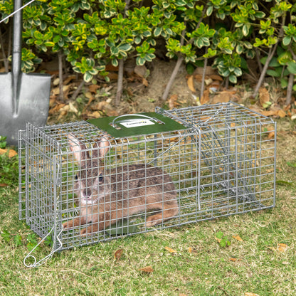 Trampa Para Animales Outsunny 66x24x30.5 Cm Plata_1
