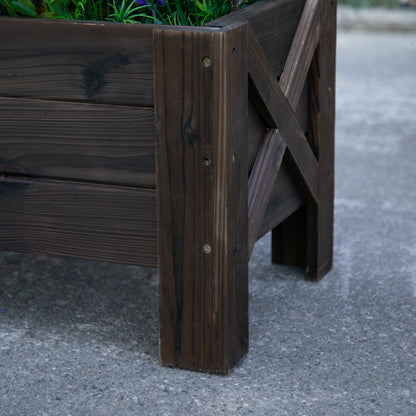 Outsunny Jardinera De Madera Arriate Rectangular Para Flores Y Plantas_4