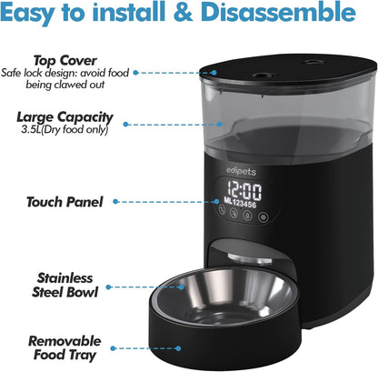 Comedero Automático Programable Para Perros Y Gatos Negro_1