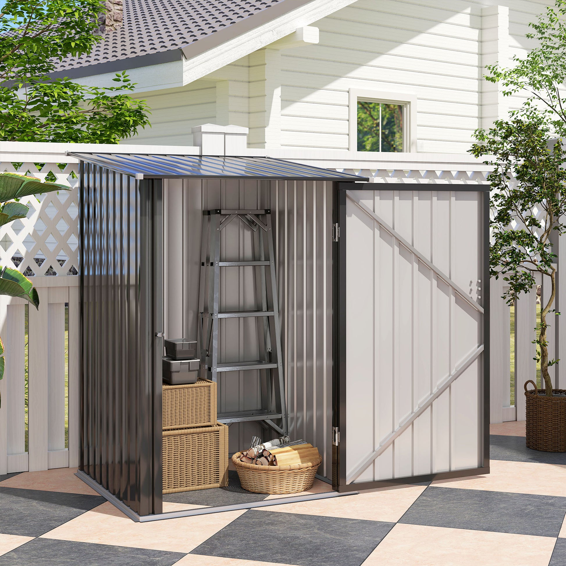 Outsunny Cobertizo De Jardín De Exterior 0,92 M² 100x103x160 Cm Gris Oscuro_3