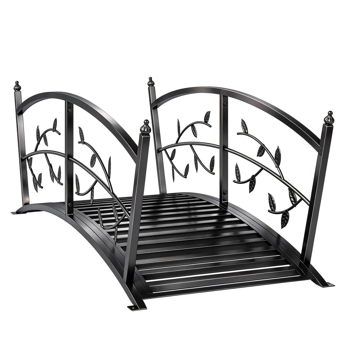 Outsunny Puente De Jardín Metálico 1,2 M Con Barandillas De Seguridad Negro_0